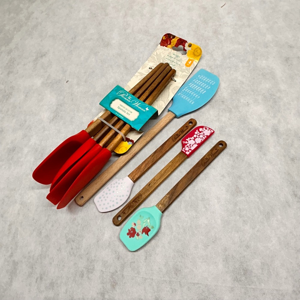Pioneer Woman Spatula Set Frontier Collection Wood‎ Handle Kitchen Utensils